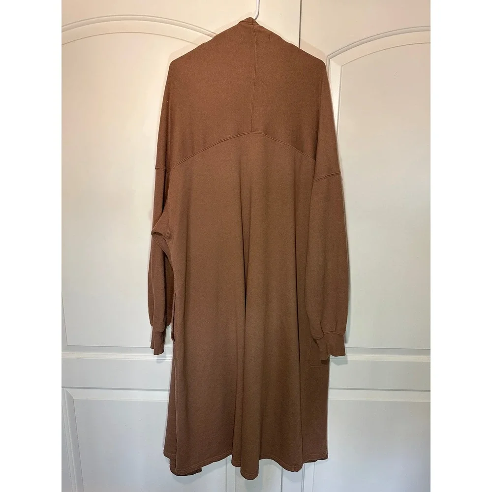 Free People Red Eye Cardigan M/L Duster Fp Beach Oversized‎ Lagenlook Brown Boho - Picture 2 of 6